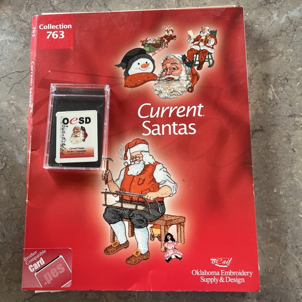 OESD CURRENT SANTAS- COLLECTION 763 - MACHINE EMBROIDERY CARD